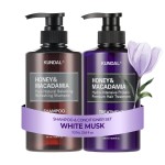 KUNDAL Korean Shampoo and Conditioner Set [White Musk] Salon-quality, Long Lasting Scent, Moisturizing, Sulfate-Free, Argan & Macadamia Oil, Korean Hair care,16.9 fl oz each, Stocking Stuffers