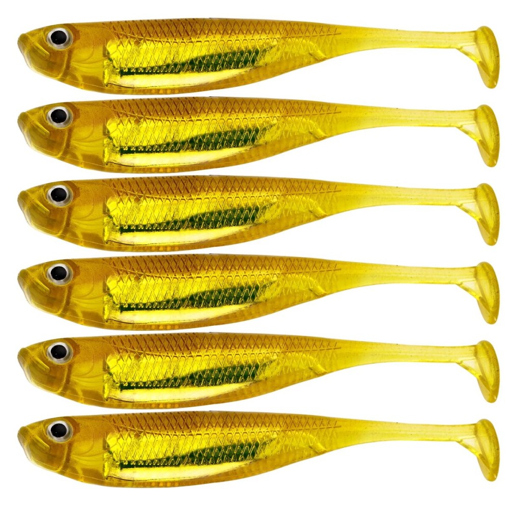 Soft Fishing Lures Paddle Tail Swimbaits Minnow Bait Shad Lure Soft Plastic Lure for Bass Fishing 1/11oz 2.75 6Pcs (6Pcs Color 02)