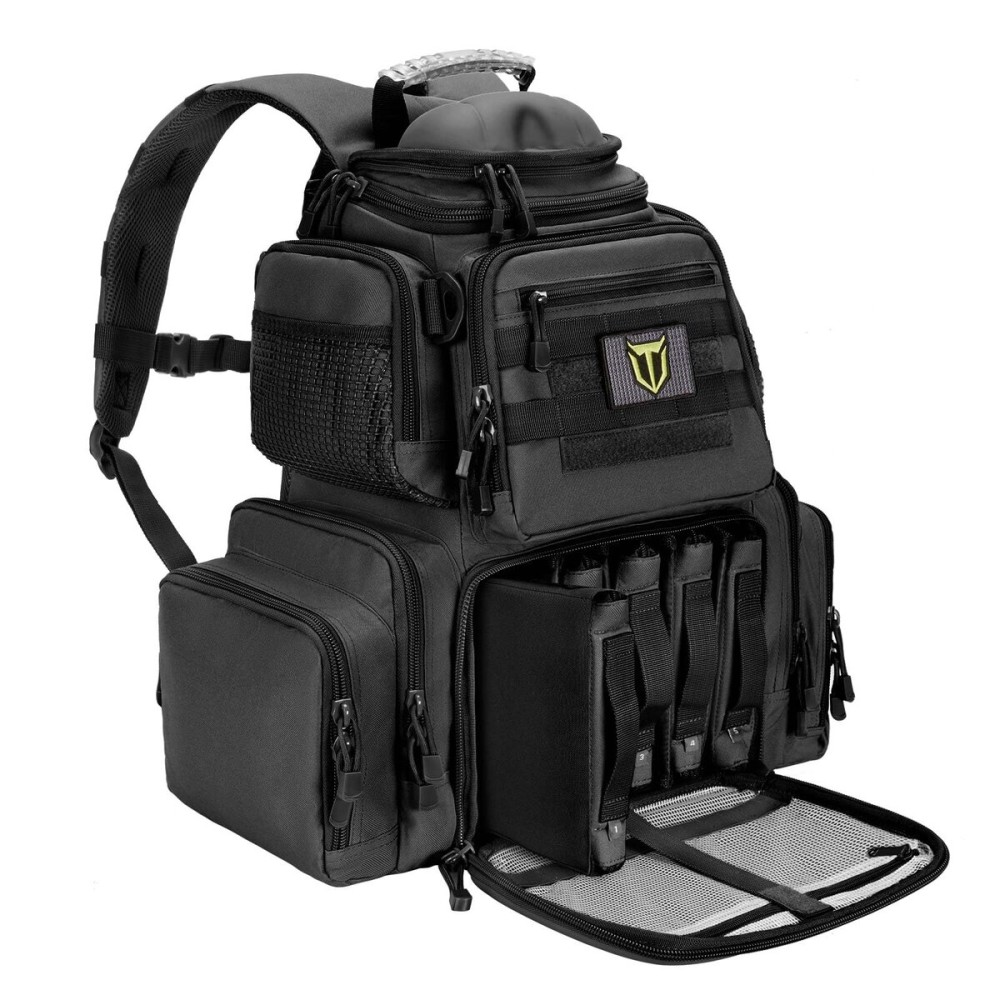 TIDEWE Tactical Range Backpack Bag for Gun and Ammo with Pistol Case (Black)