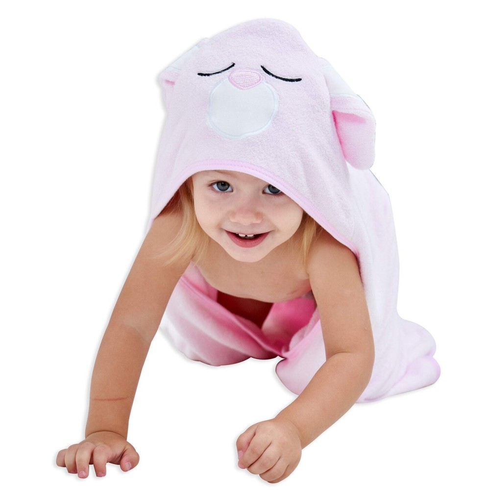 HIPHOP PANDA Hooded Towel - Rayon Made from Bamboo, Bath Towel with Bear Ears for Newborn, Babie, Toddler, Infant - Absorbent Large Baby Towel - Pink Rabbit, 30 x 40 Inch
