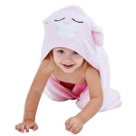 HIPHOP PANDA Hooded Towel - Rayon Made from Bamboo, Bath Towel with Bear Ears for Newborn, Babie, Toddler, Infant - Absorbent Large Baby Towel - Pink Rabbit, 30 x 40 Inch