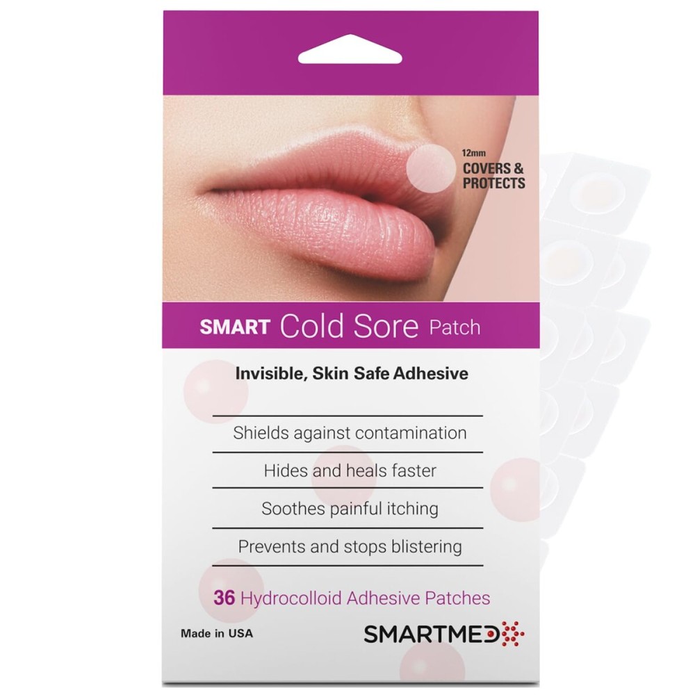 SMARTMED Smart Cold Sore Treatment Patch 36 ct | Soothe Itching and Burning | Discrete, Invisible, Skin Safe Adhesive