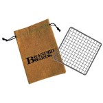 Branded Boards Portable Bushcraft Stainless BBQ Small Cooking Grill Grate & Burlap Hemp Drawstring Bag, Camping, Campfires Backpacking, Hunting & Fishing. (Small Grill & Bag ONLY)
