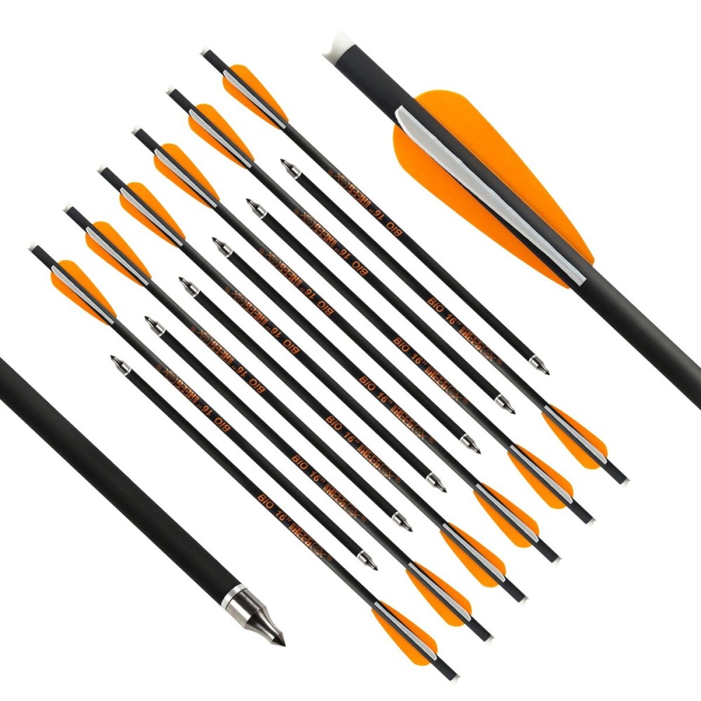 REEGOX Crossbow Bolts 16/18 inch Bio Crossbow Arrows Moon Nocks Removable Tips (Pack of 12)