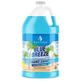 Bastion Blue Breeze Antibacterial Foaming Hand Soap Bulk Refill - 1 Gallon (128 oz) Rich Lather, Moisturizing Formula - Washes Away Germs & Bacteria - Refreshing Clean Scent for Foaming Dispensers
