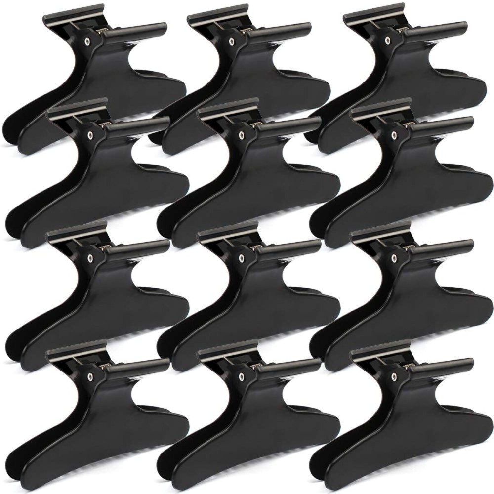 Ondder Hair Clips for Styling Sectioning Black Butterfly Hair Clips Clamps Claws Pro Salon Hair Clips for Cutting, Styling, Sectioning, Coloring Hair styling Clips Butterfly Clips Hair Accessories for