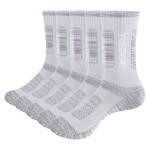 YUEDGE Women\'s Outdoor Hiking Socks Moisture Wicking Cotton Cushioned Crew Athletic Socks Padded Boot Socks For Women Size 6-9, 5 Pairs