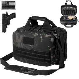 DBTAC Gun Range Bag XS | Tactical 1~2 Pistol Bag Firearm Shooting Case with Lockable Zipper for Handguns and Ammo (Charcoal Camo)