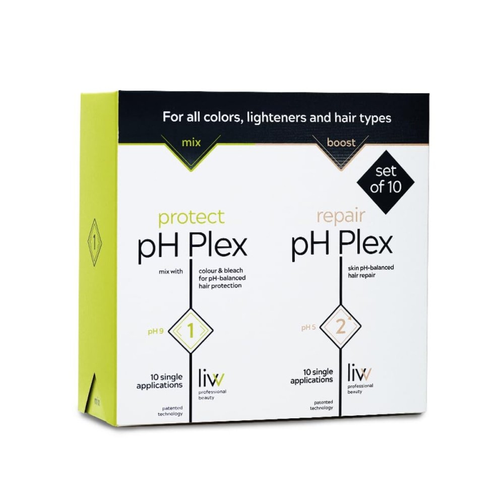 LIW pH Plex Steps 1&2 Protect & Repair Hair Care Treatment - Use with Home Hair Color & Bleach Products - Salon Quality Professional Results at Home - Value Pack (10 Sachets of Steps 1 & 2)