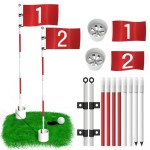 THIODOON Golf Flagstick 6ft Golf Flag and Cup for Yard Pro Detachable Golf Hole Cup and Flag for Driving Range Backyard Upgrade Anti-Rust Glass Fiber 5-Section Design with Connectors (Premium Flagstick Set -2 Pack)