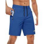 MAGCOMSEN 9 Inch Inseam Men\'s Running Shorts - Summer Quick Dry Workout & Gym Shorts with Pockets Blue