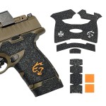 Handleitgrips Gun Grip Tape Compatible with Springfield Hellcat - Black Textured Rubber Pistol Grip Tape with Orange Insert, Easy Installation, Gun Parts & Accessories, Veteran Owned, Made in USA
