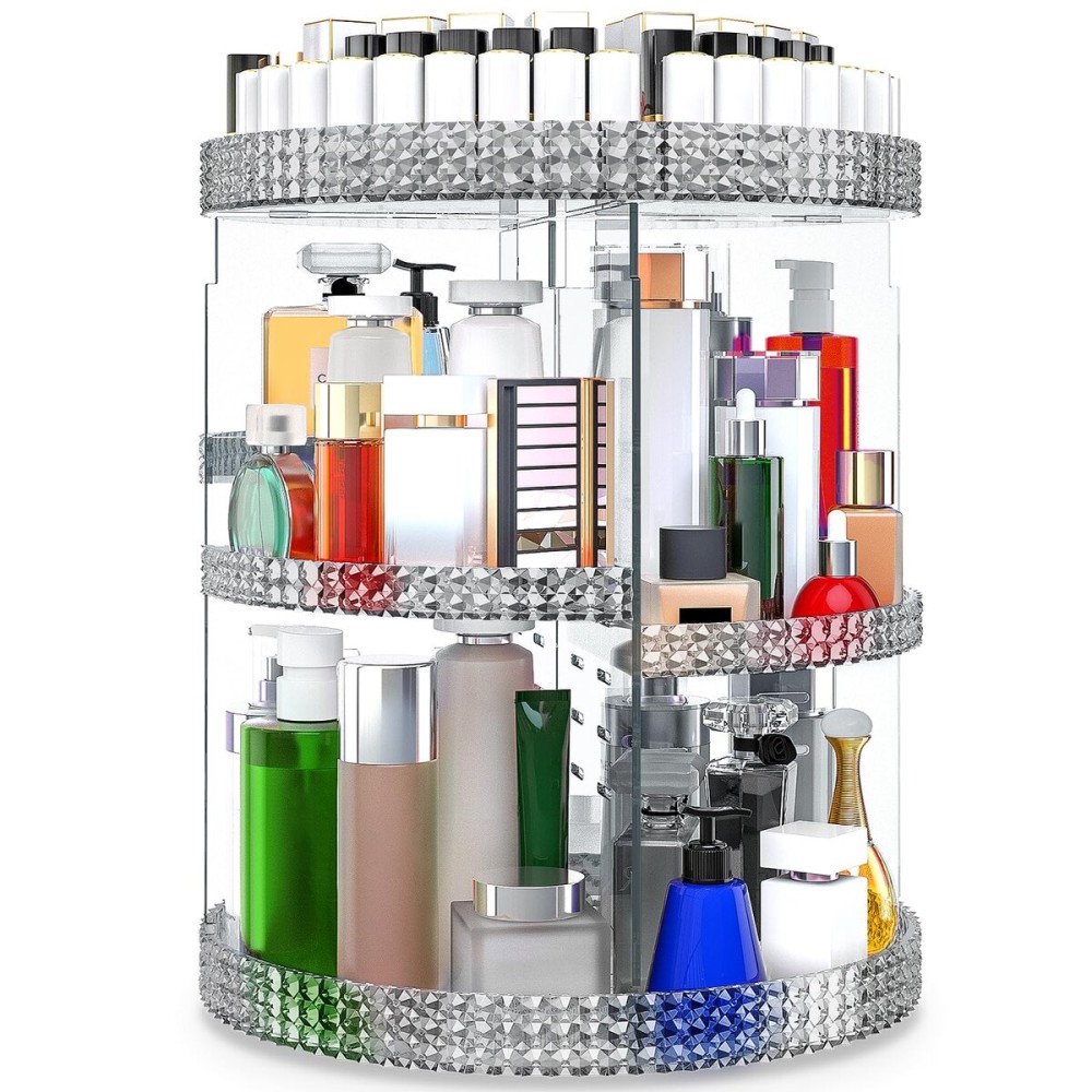 Awenia Makeup Organizer 360-Degree Rotating, Adjustable Makeup Storage, 7 Layers Large Capacity Cosmetic Storage Unit, Fits Different Types of Cosmetics and Accessories, Plus Size(Gray)