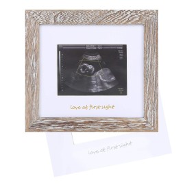 IHEIPYE Baby Love at First Sight Sonogram Keepsake Frame - Ultrasound Picture Frame - Pregnancy Announcement Frame for Expecting Parents, Gender Reveal Party, Grandparents, Rustic White