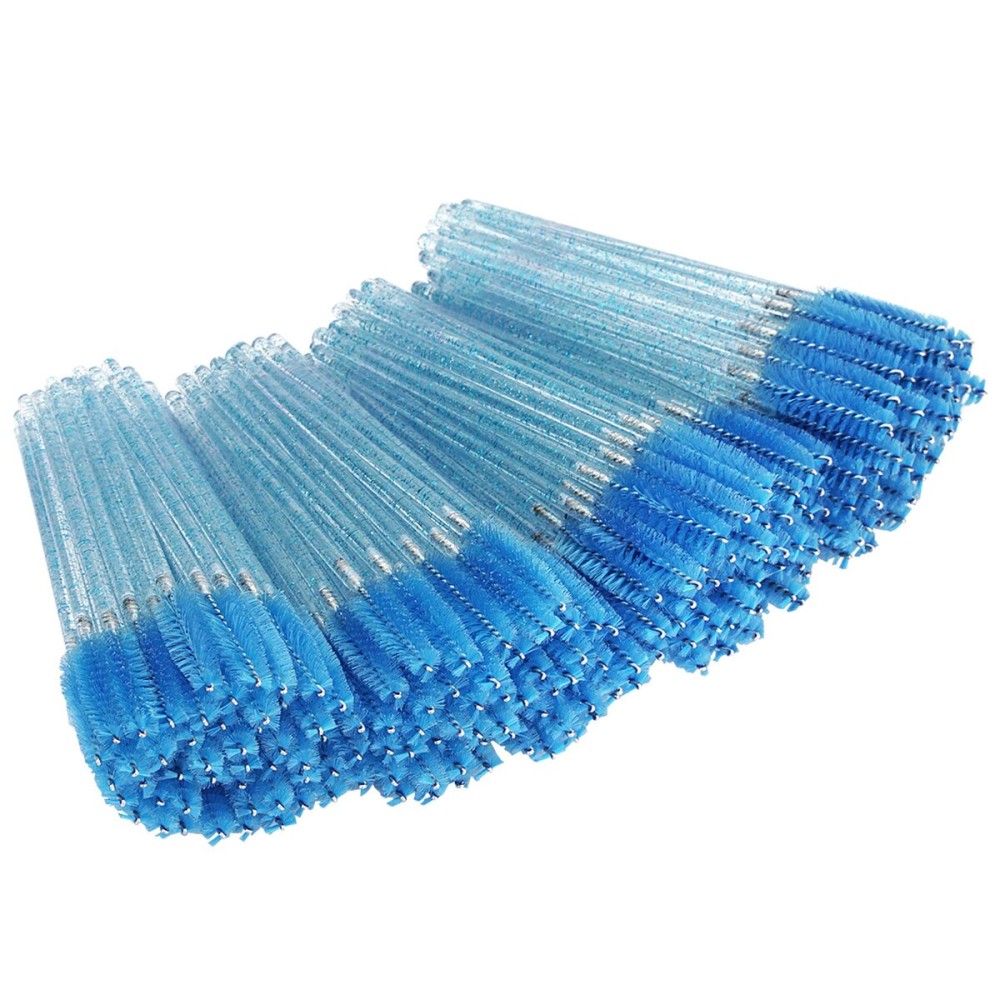 tifanso 200PCS Spoolie Eyelash Brush - Disposable Mascara Brush Wand for Lashes, Eyebrow Eyelash Extension Supplies (Deep Sky Blue)