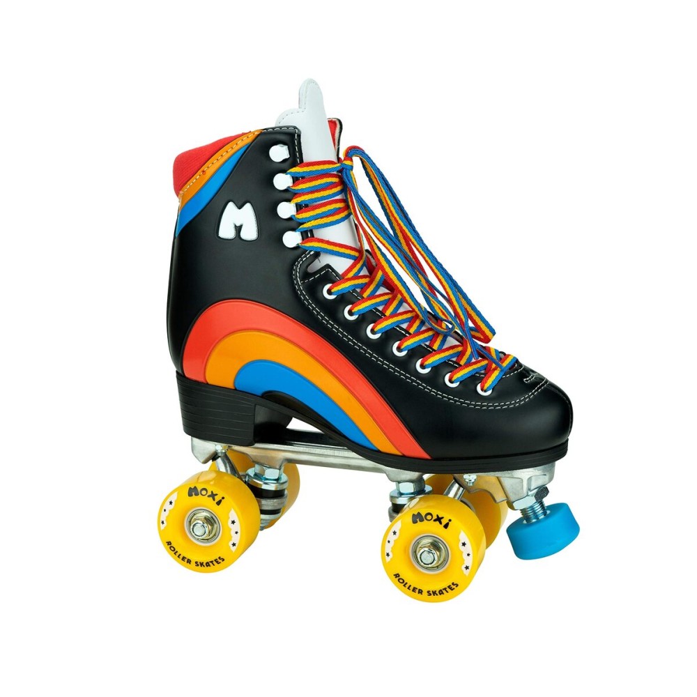 Moxi Rainbow Rider Roller Skates for Women - Beautiful, Durable, Supportive Rainbow Skates with Padded Lining, a Sturdy Plate, and Soft Outdoor Wheels - Asphalt Black - Size 10