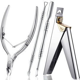 Mudder Acrylic Nail Clippers Kit False Nails Tips Cutter Professional Cuticle Trimmer Nipper Cutter Pusher Remover Stainless Steel Manicure Pedicure Art Tools Set Salon Home(Silver)