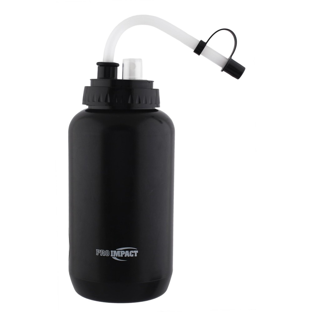 Pro Impact Squeezable Water Bottle Bendable Long Straw Spray cap - LDPE BPA Free Plastic - Hydration Baseball Hockey Gym MMA Yoga Boxing Cycling Softball Football Lacrosse (35.5 Oz.) (Blue)