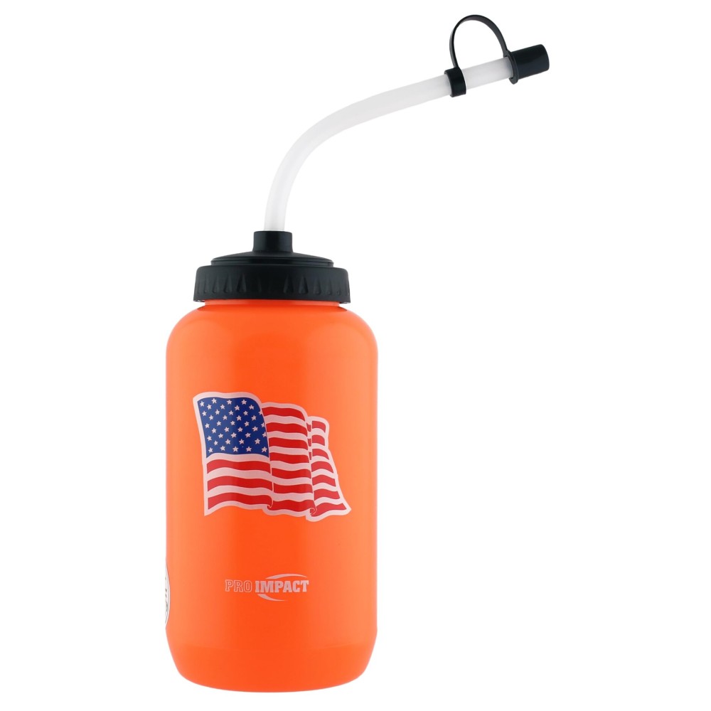 Pro Impact Squeezable Water Bottle Bendable Long Straw - LDPE BPA Free Plastic - Hydration for Baseball Hockey Gym MMA Yoga Boxing Cycling Softball Football Lacrosse (35.5 Oz.)