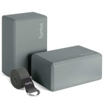 Syntus Yoga Block and Yoga Strap Set, 2 EVA Foam Soft Non-Slip Yoga Blocks 964 inches, 8FT Metal D-Ring Strap for Yoga, General Fitness, Pilates, Stretching and Toning