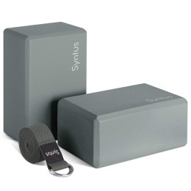 Syntus Yoga Block and Yoga Strap Set, 2 EVA Foam Soft Non-Slip Yoga Blocks 964 inches, 8FT Metal D-Ring Strap for Yoga, General Fitness, Pilates, Stretching and Toning