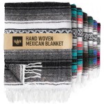 Authentic Extra Large Mexican Blanket - 70x50 Handwoven Yoga, Serape, Artisanal Falsa, Beach, Camping, Picnic, Outdoor Blanket (Oxford)