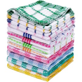Patelai 12 Pcs Kitchen Dish Cloths for Washing Dishes Absorbent Dish Rags Cleaning Reusable Towels for Scrubbing Wipe Glass Xmas Home Household Supplies(Bright Color,13.8\'\' X 13.8\'\', 11.8 x 11.8\'\')