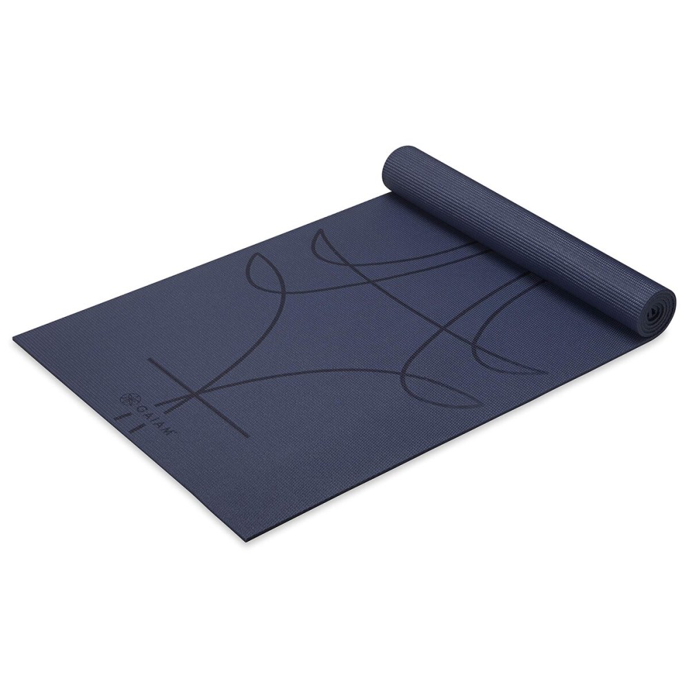 Gaiam Yoga Mat - Alignment Print Premium 6mm Thick Non Slip Exercise & Fitness Mat for All Types of Yoga, Pilates & Floor Workouts (68 x 24 x 6mm Thick), Ink