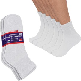 Diamond Star Diabetic Ankle Socks, Non-Binding Circulatory Doctor Approved Cushion Cotton Quarter Socks for Mens Womens (3 Pack White, Men\'s Women\'s 9-11 Shoe Size 5-10)