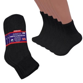Diamond Star Diabetic Ankle Socks, Non-Binding Circulatory Doctor Approved Cushion Cotton Quarter Socks for Mens Womens (12 Pack Black, Men\'s Women\'s 9-11 Shoe Size 5-10)