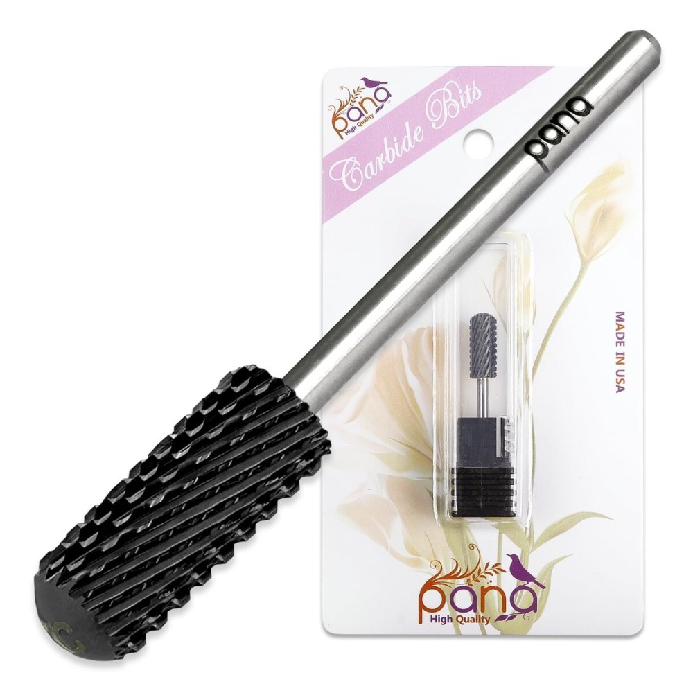 PANA 3/32 Small Smooth Round Top Safety Carbide Nail Drill Bit for Gel Polish & Acrylic Removal Nail Salon Manicure Pedicure Electric File Tools (Small Barrel - DLC Black, Extra Coarse)