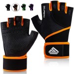HTZPLOO Workout Gloves Gym Gloves Weight Lifting Gloves for Men Women with Full Palm Pad,Strong Wrist Wraps Support,Enhanced Grip,for Fitness,Exercise (Black&Orange, Small)