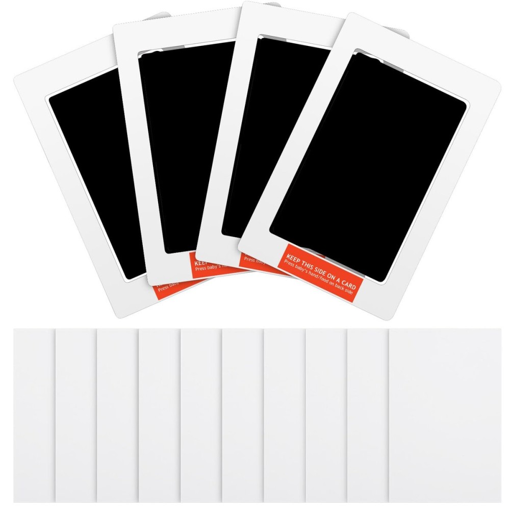 Outus 14 Pcs Paw Print Kit for Dogs No Mess Ink Pad Pet Memorial Newborn Footprint Impression Kit for Pets 4 Inkless Pads with 10 Blank Cards(3 x 5 Inch, Orange, Pink, Light Green, Light Blue)