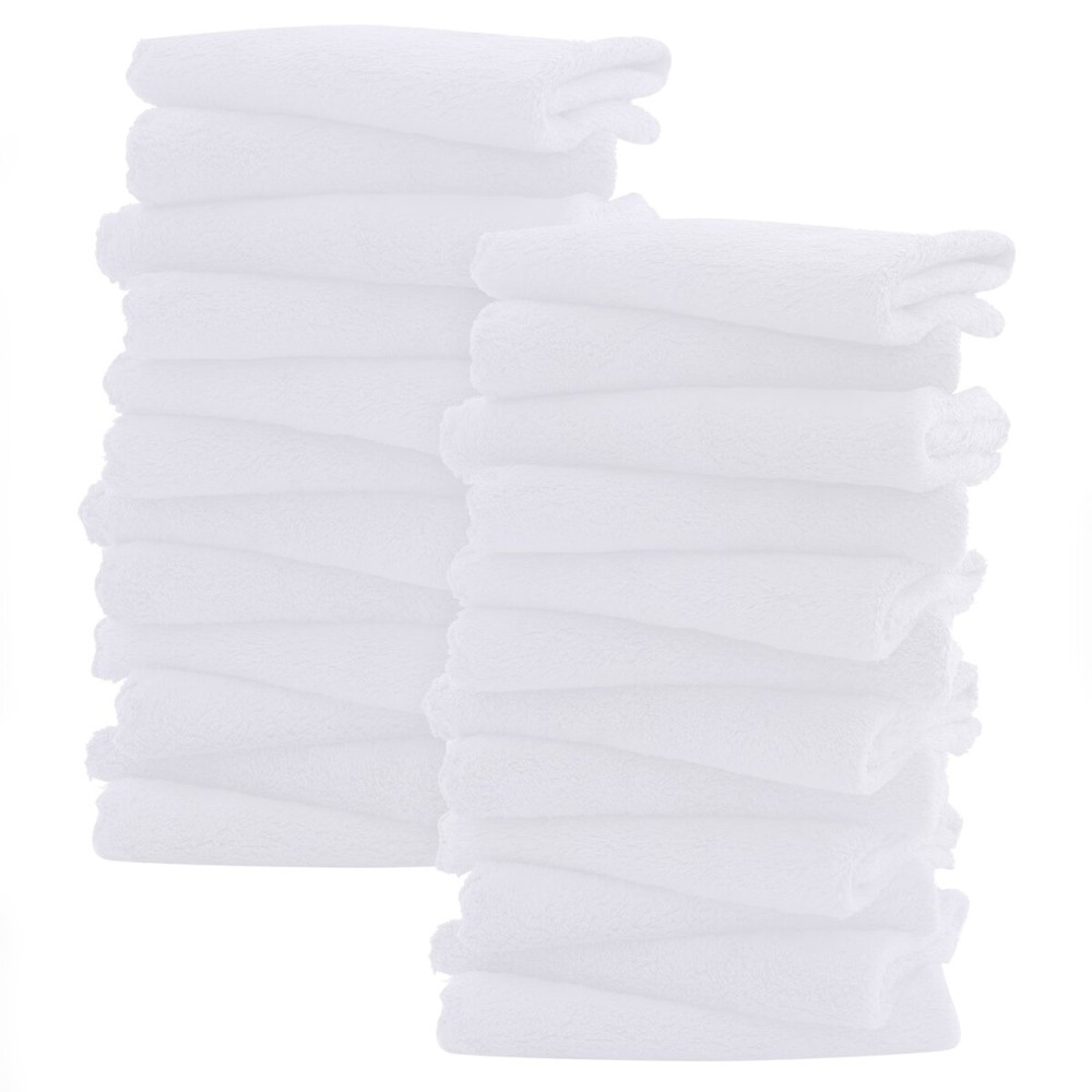 Sunny zzzZZ Ultra Soft 24 Pack Baby Washcloths - 10x10 Inches - Coral Fleece Extra Absorbent Wash Clothes for Babies, Infants and Toddlers - Sensitive Skin and Newborn - Ideal Baby - White