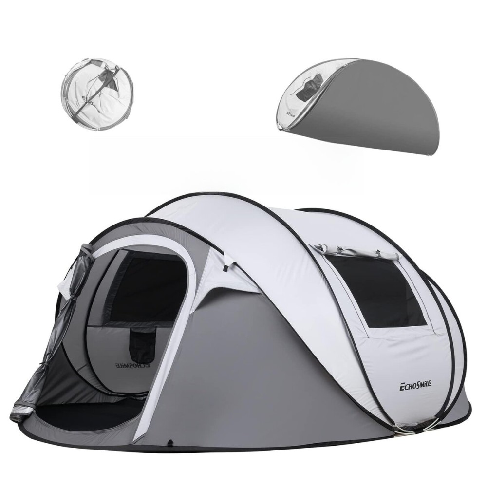 EchoSmile Instant Pop Up Camping Tent, 2/4/6 Person, Easy Setup Tent, Water Resistant Dome, Portable with Carry Bag