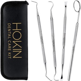 Dental Tools HOKIN Plaque Remover Teeth Cleaning Tool 4 Pcs Dental Care Kit Tooth Filling Repair Set Stainless Steel Dental Tools for Men Women Kids and Pet Care