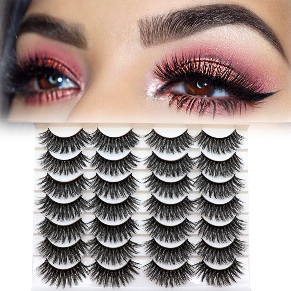 Losha Eyelashes Natural Look Faux Mink Lashes Pack Handmade Fluffy False Eyelashes 14 Pairs Eye Lashes (F48)