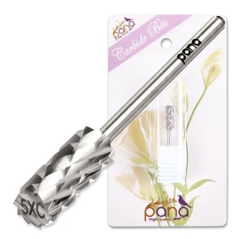 USA PANA Professional 3/32 Shank Size - Flat Top Small Barrel Carbide Bit - 5X Coarse Grit to Extra Fine Grit - Gold, Silver, DLC Black - Nail Drill Bit for Dremel Machine (5X Coarse, Silver)