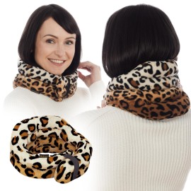 SunnyBay Microwave Heating Pad, Microwavable Heated Neck and Shoulder Wrap, Weighted Hands-Free Beanbag Pack with Wide Neck Coverage, 2.5 lbs, 26 Inches Long-Length, Made in USA, Leopard