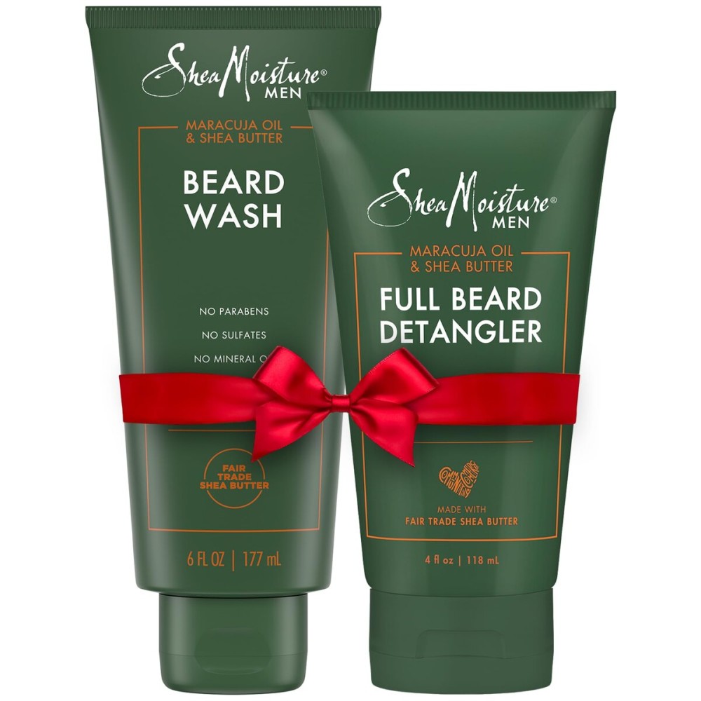 SheaMoisture Beard Care Set - Beard Wash & Full Beard Detangler with Shea Butter & Maracuja Oil, Gifts for Men (2 Piece Set)