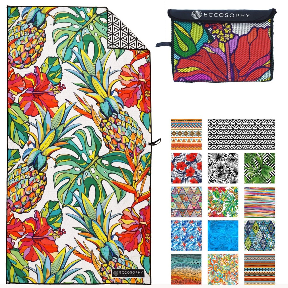 ECCOSOPHY Microfiber Beach Towel -Sand Free Towels are Quick Dry, Light Weight, Super Absorbent-Perfect Pool, Travel, Cruise, Camping Essentials - Oversized Extra Large for Adults (Honolulu)
