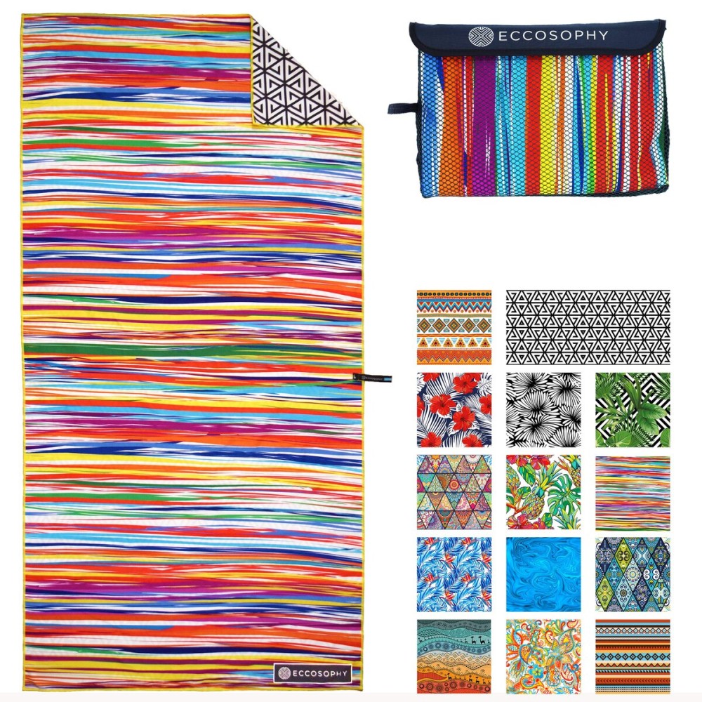 ECCOSOPHY Microfiber Beach Towel -Sand Free Towels are Quick Dry, Light Weight, Super Absorbent-Perfect Pool, Travel, Cruise, Camping Essentials-Oversized Extra Large for Adults (Key West)