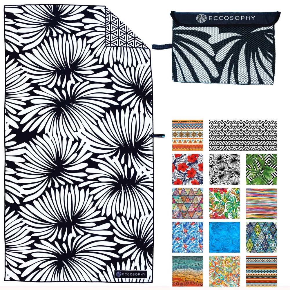 ECCOSOPHY Microfiber Beach Towel -Sand Free Towels are Quick Dry, Light Weight, Super Absorbent-Perfect Pool, Travel, Cruise, Camping Essentials - Oversized Extra Large for Adults (Lovina)