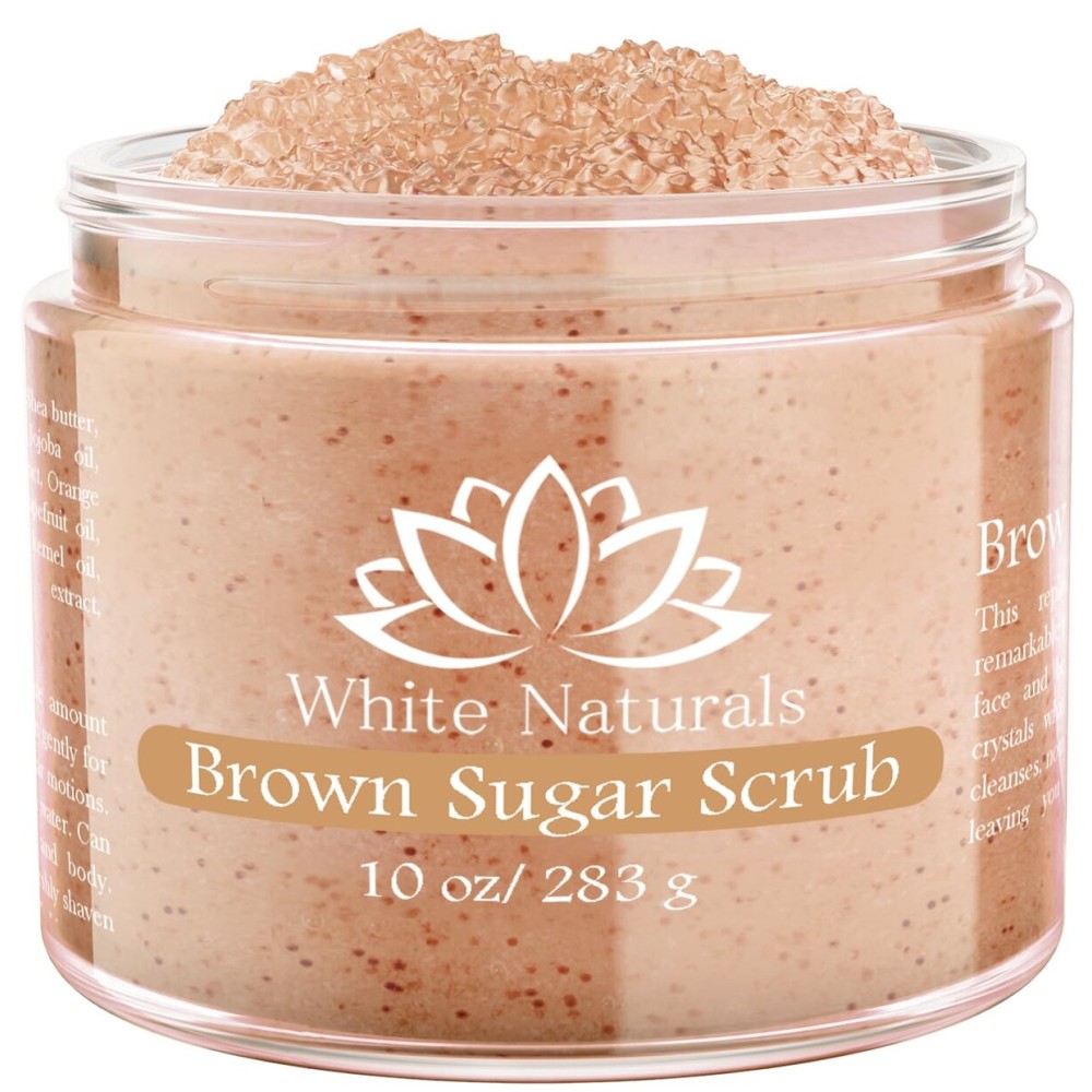Pure Brown Sugar Scrub, Gentle Exfoliating Natural Body Scrub, Revitalizing Face & Lips Scrubber For Women With Moisturizing Shea Butter & Organic Oils, Cellulite & Stretch Mark Remover Best Gift Idea