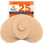 FixiC Freestyle Adhesive Patches 25 PCS - Good for Libre 1, 2, 3 & Plus - G7 & Stelo - Guardian - Waterproof Adhesive Patches - Libre Adhesive Covers - Pre-Cut - Best Fixation for Your Sensor! (Tan)
