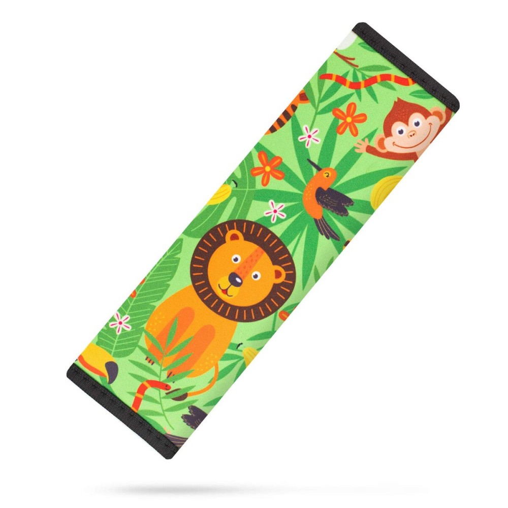 YR Seat Belt Cover for Kids, Soft Comfort Seat Belt Cushion for Children, Cute Cartoon Pattern Car Seat Belt Pads Cover for Girls and Boys, 1 Pack, Jungle