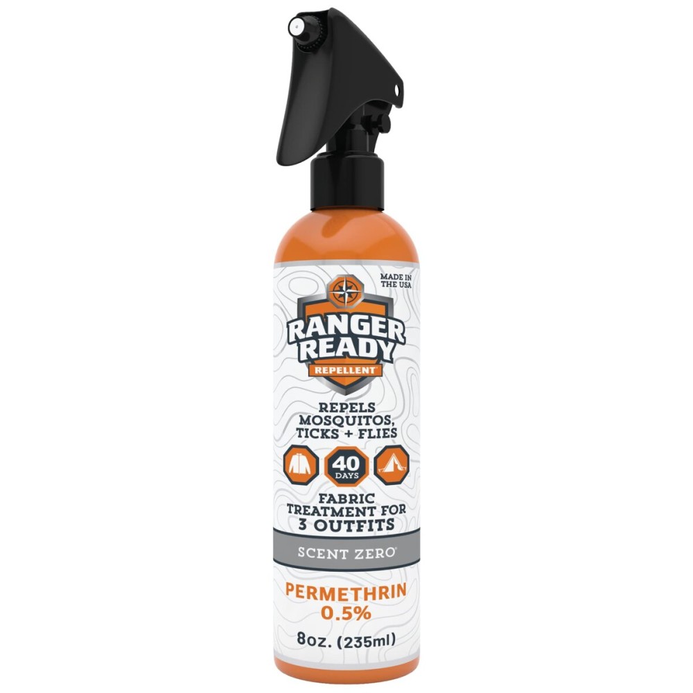 Ranger Ready Repellents 0.5% Permethrin Spray for Clothes and Outdoor Gear - Permethrin Insect & Tick Repellent - Scent Zero, 8 Fl Oz.