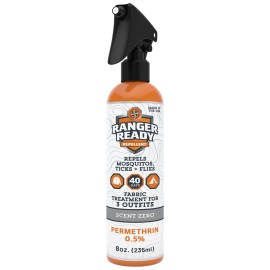 Ranger Ready Repellents 0.5% Permethrin Spray for Clothes and Outdoor Gear - Permethrin Insect & Tick Repellent - Scent Zero, 8 Fl Oz.