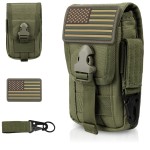WYNEX Tactical Phone Pouch Molle,Smartphone Holster Bag EDC Utility Cellphone Lock Card Holder Organizer Fit for Waist Belt Case Include Tactical Gear Clip and U.S.A Patch