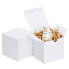 Eupako Gift Boxes 4x4x4 25 Pack White Kraft Paper Box with Lids Party Favor Boxes for Bridesmaids Proposal, Crafting, Cupcake, Wedding, Christmas